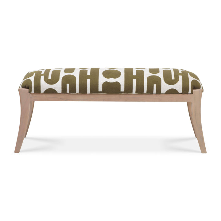 Arielle 48" Olive &amp;amp; White Embroidered Bench