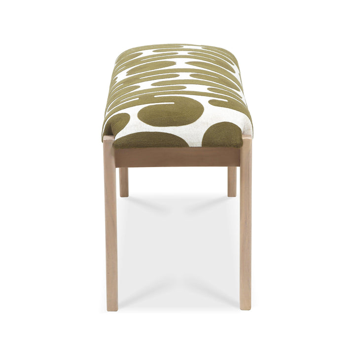 Arielle 48" Olive &amp;amp; White Embroidered Bench