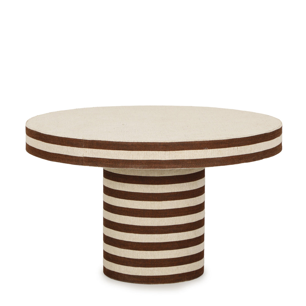 Lyra 30" Natural Striped Cotton Jute Contract-Grade Coffee Table