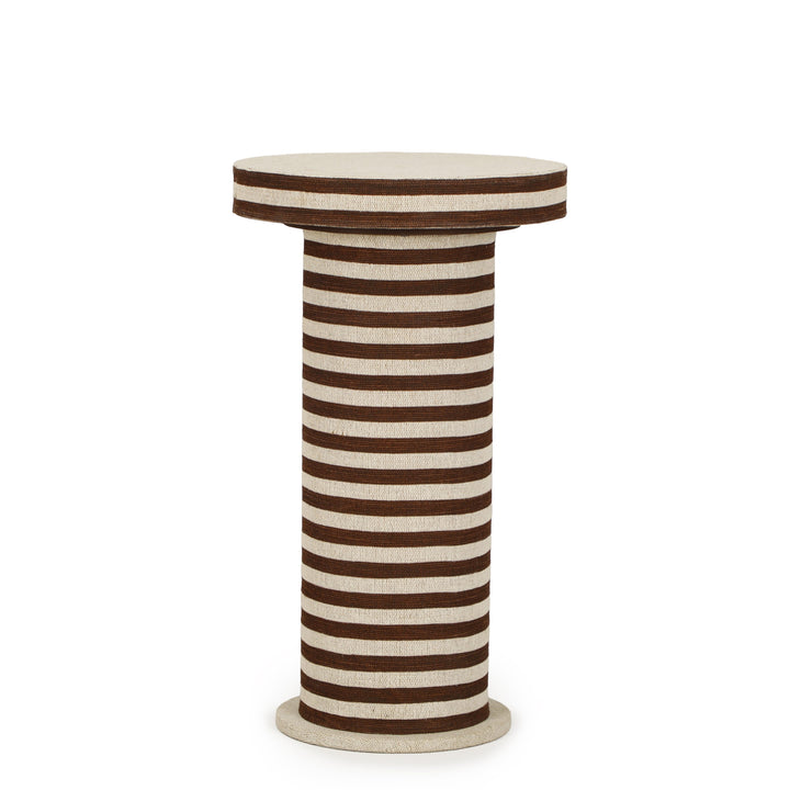 Lyra Natural Striped Cotton Jute Contract-Grade Side Table