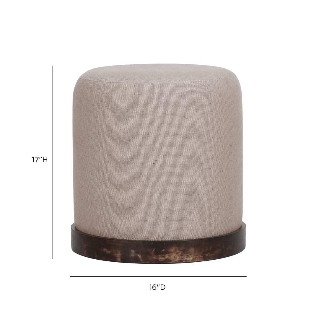 Como Burl and Saddle Brown Cotton Jute Contract-Grade Accent Stool