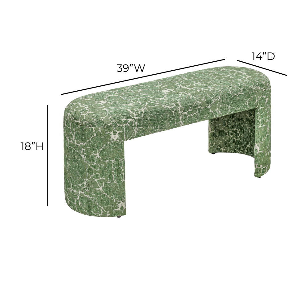 Greenspace 39" Green Rounded Upholstered Bench