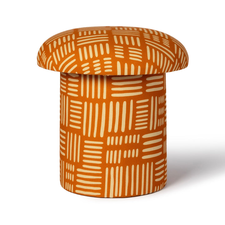 Lucy Rust Orange Tribal Print Mushroom Accent Stool