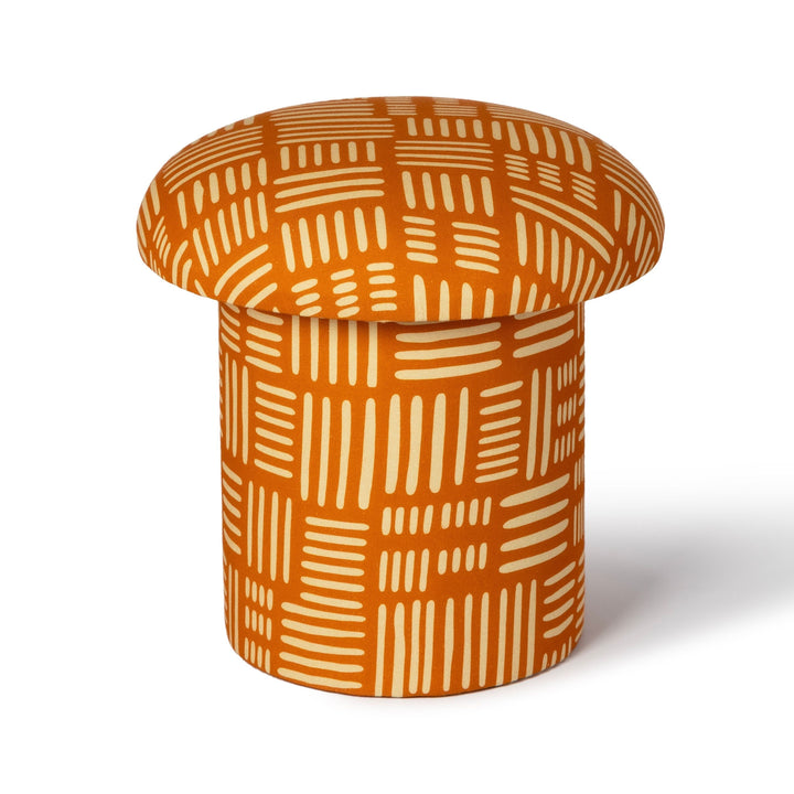Lucy Rust Orange Tribal Print Mushroom Accent Stool