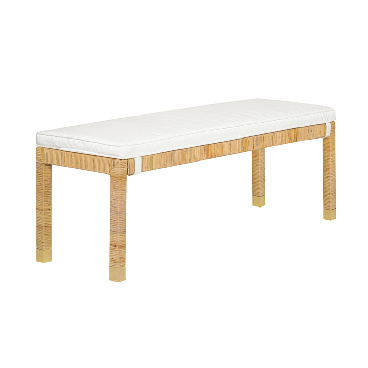 Amara 50" Natural Woven Rattan Performance Fabric Bench