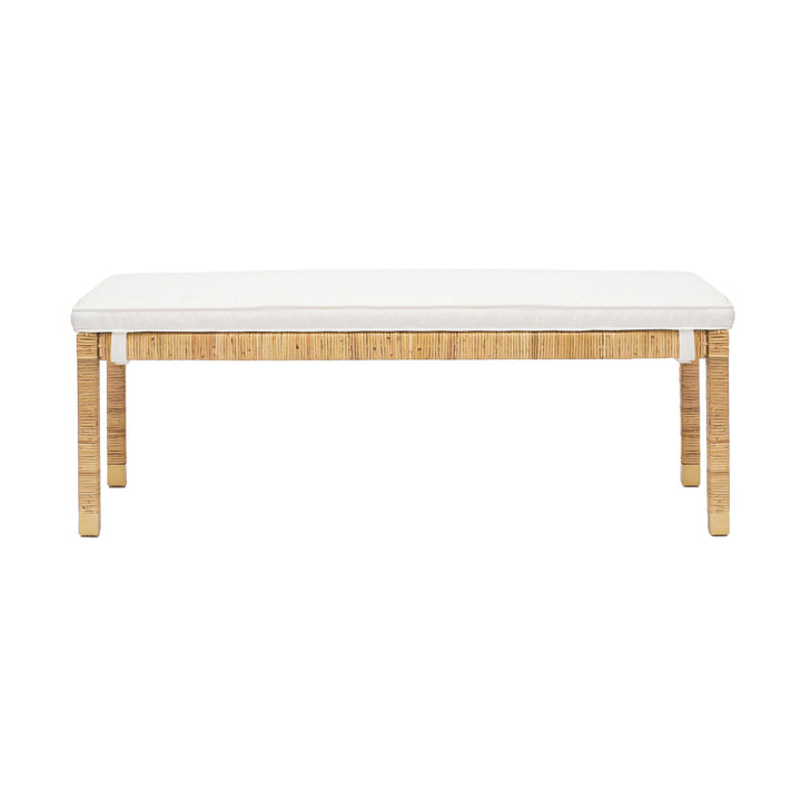 Amara 50" Natural Woven Rattan Performance Fabric Bench