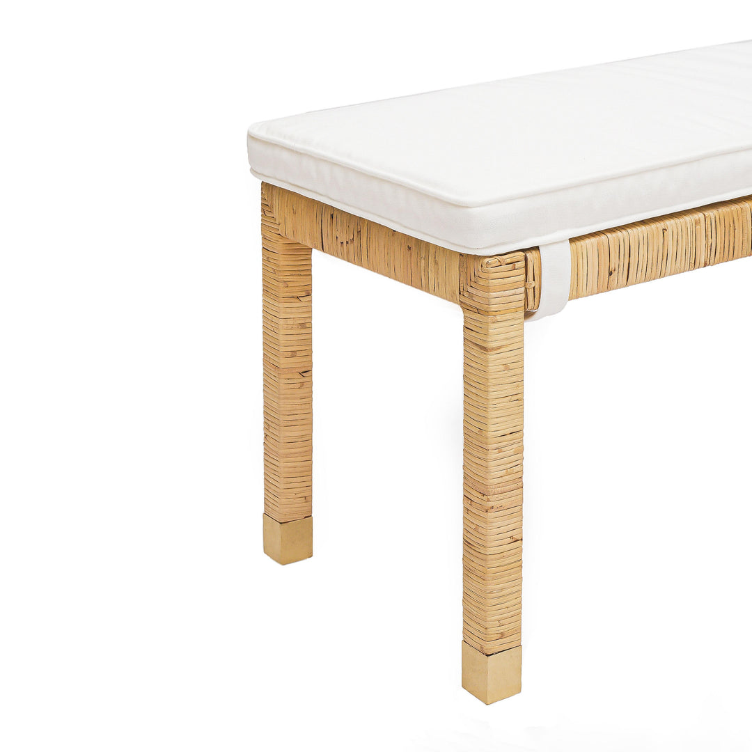 Amara 50" Natural Woven Rattan Performance Fabric Bench