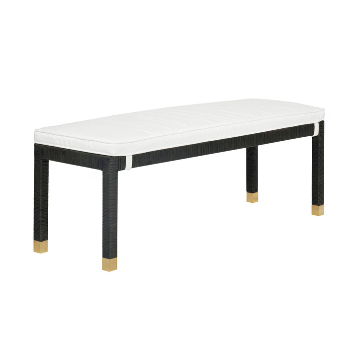 Amara 50" Charcoal Woven Rattan Performance Fabric Bench