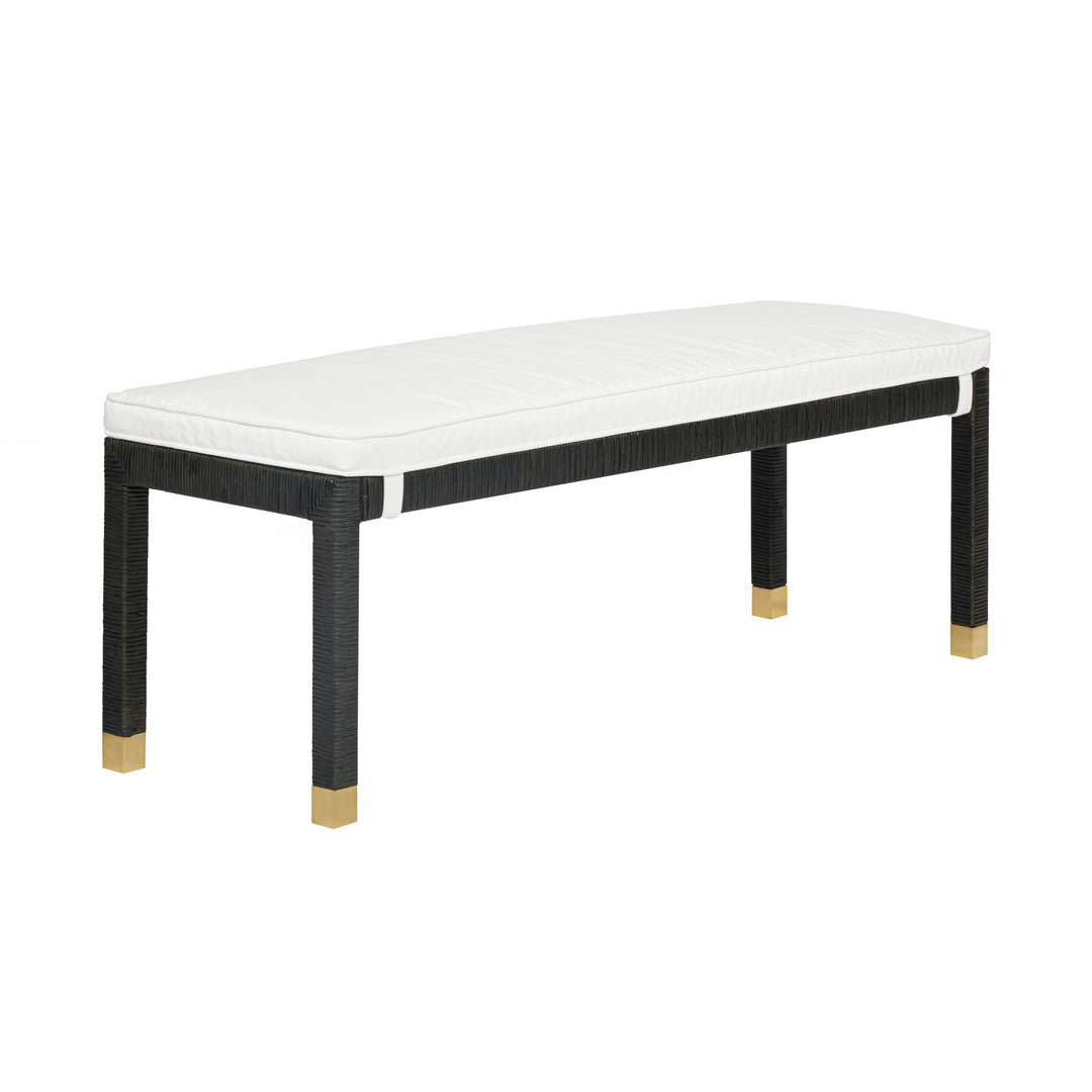 Amara 50" Charcoal Woven Rattan Performance Fabric Bench