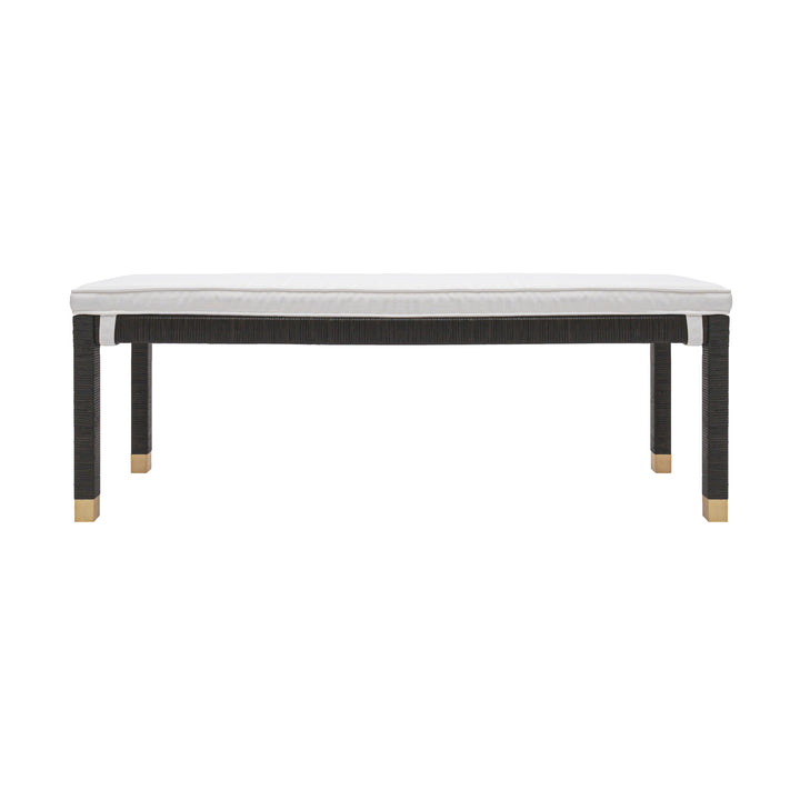 Amara 50" Charcoal Woven Rattan Performance Fabric Bench