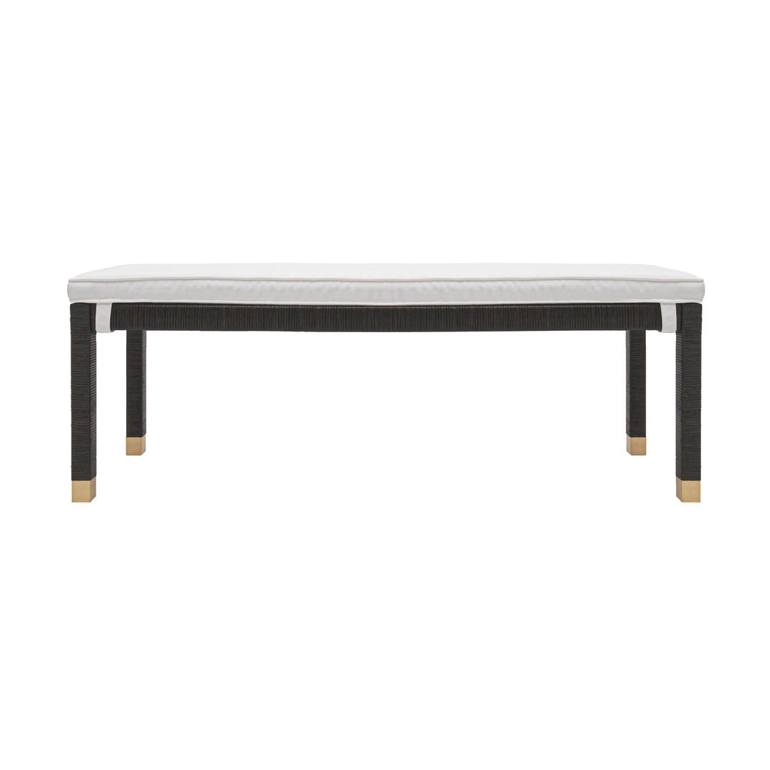 Amara 50" Charcoal Woven Rattan Performance Fabric Bench