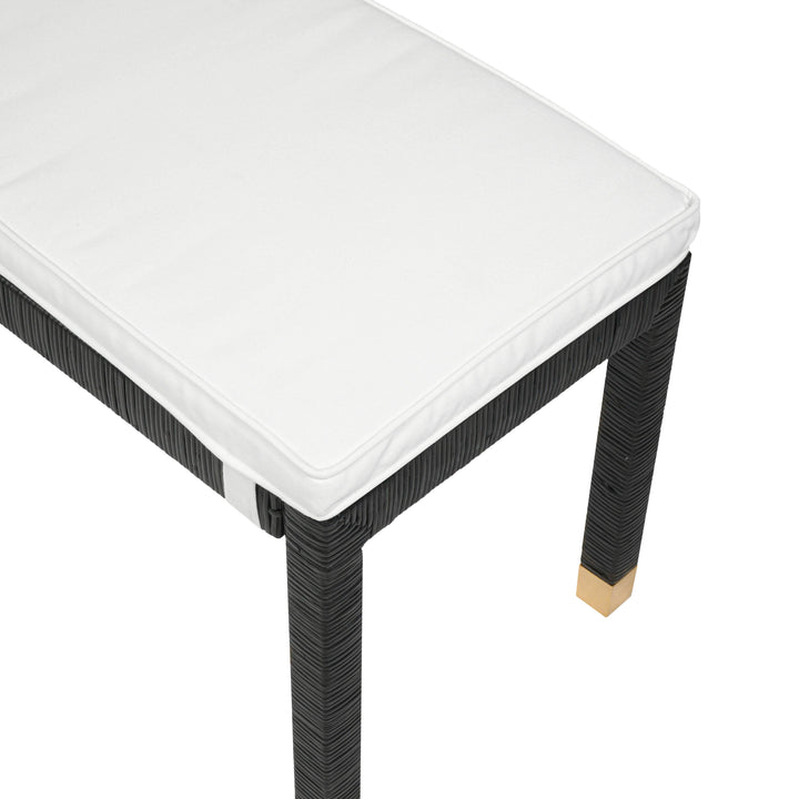 Amara 50" Charcoal Woven Rattan Performance Fabric Bench