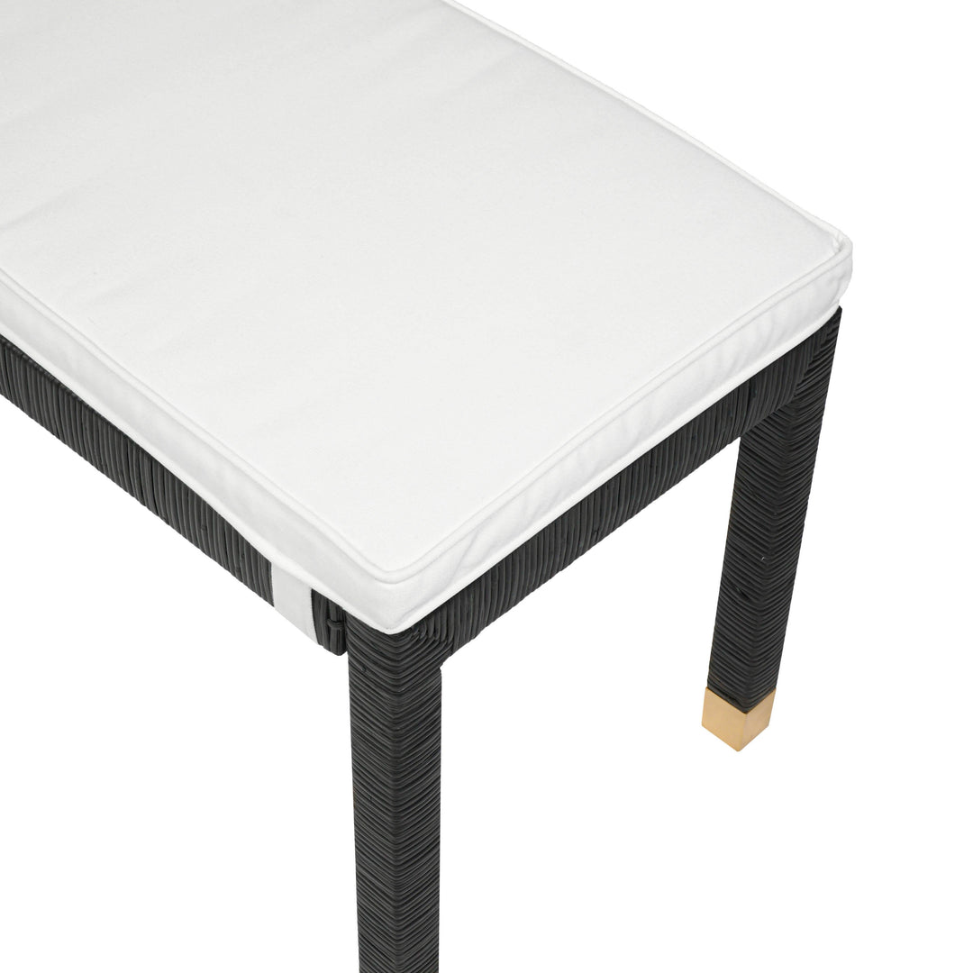 Amara 50" Charcoal Woven Rattan Performance Fabric Bench