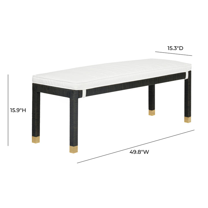 Amara 50" Charcoal Woven Rattan Performance Fabric Bench
