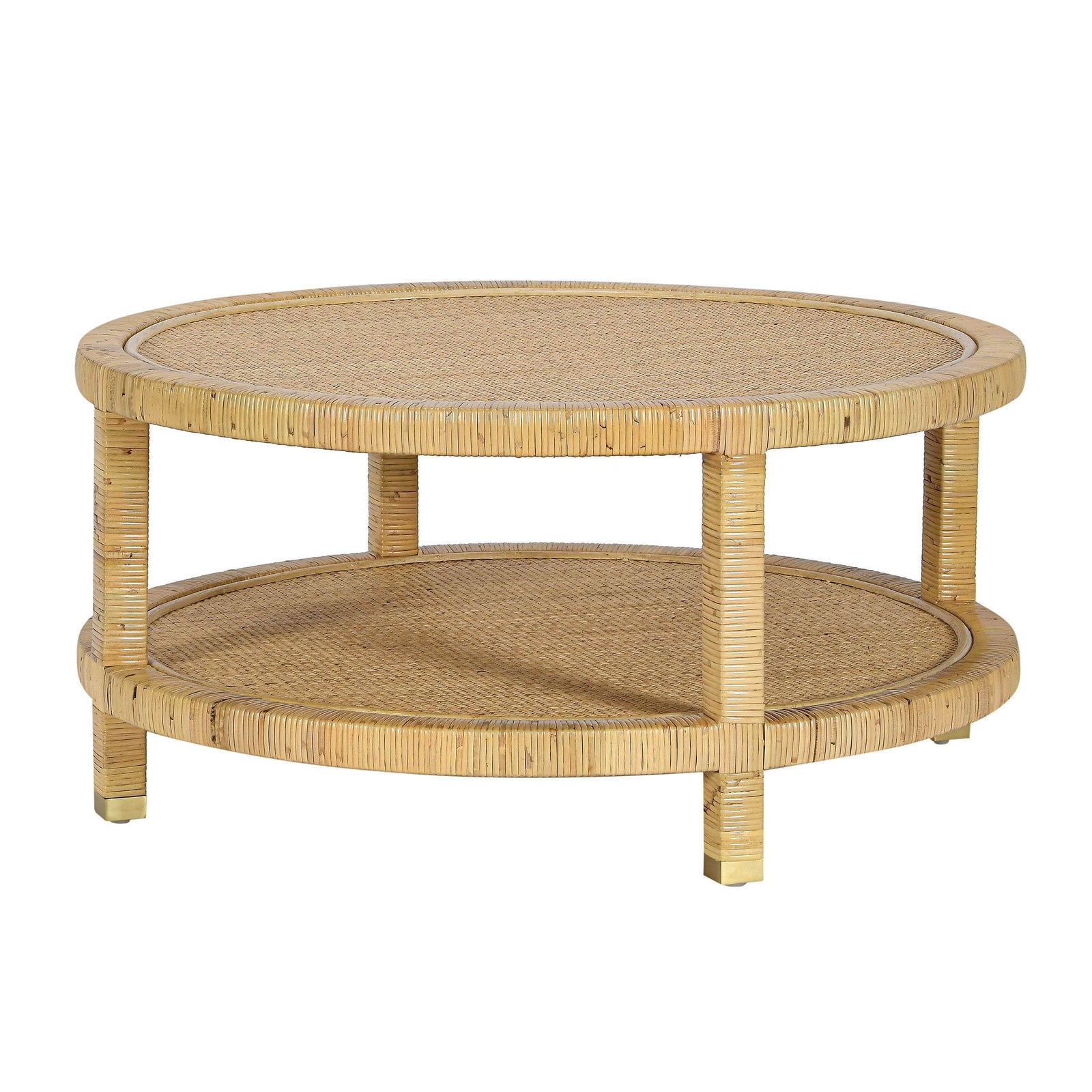 TOV Furniture Amara 33" Natural Rattan Round Coffee Table
