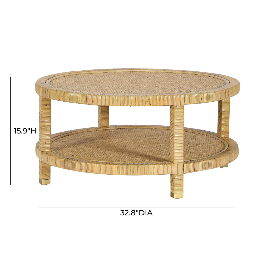 Amara 33" Natural Rattan Round Coffee Table