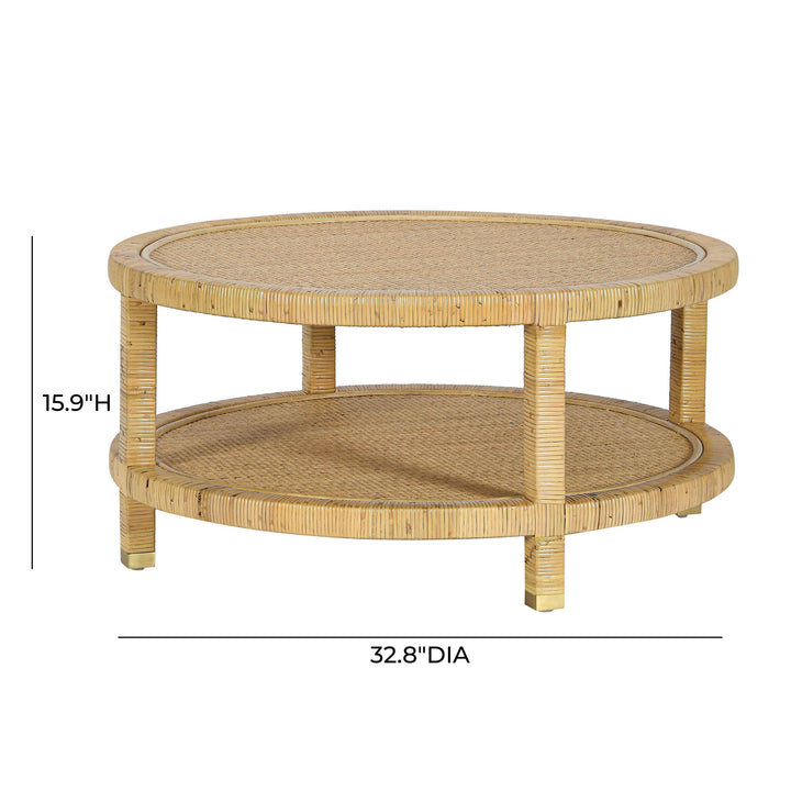 Amara 33" Natural Rattan Round Coffee Table