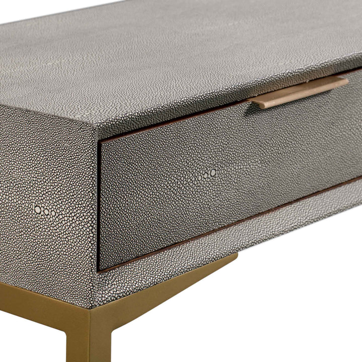 Pesce 59" Grey Faux Shagreen 3-Drawer Console Table