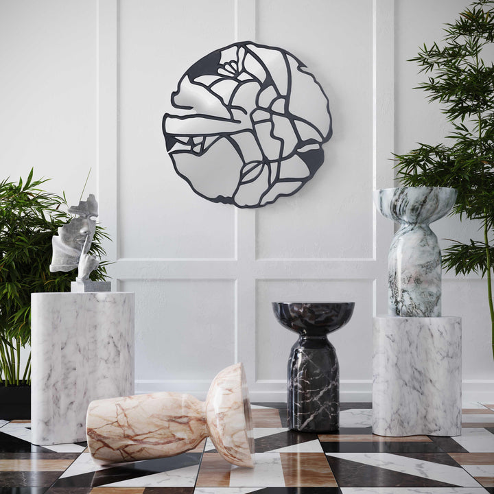 Rue Faux Marble Indoor / Outdoor Round Side Table - Sunset