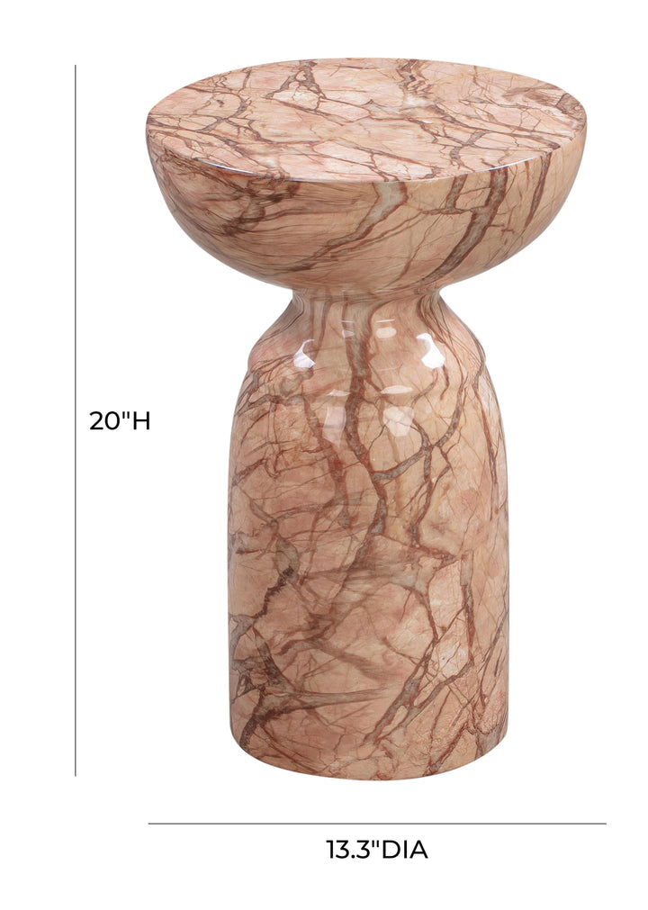 Rue Faux Marble Indoor / Outdoor Round Side Table - Sunset