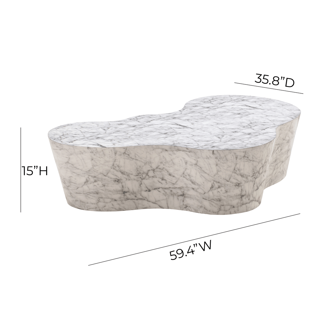 Slab 59" White Marble Concrete Indoor/Outdoor Coffee Table