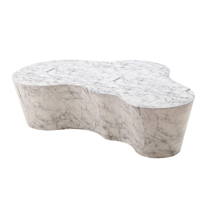 Slab 59" White Marble Concrete Indoor/Outdoor Coffee Table