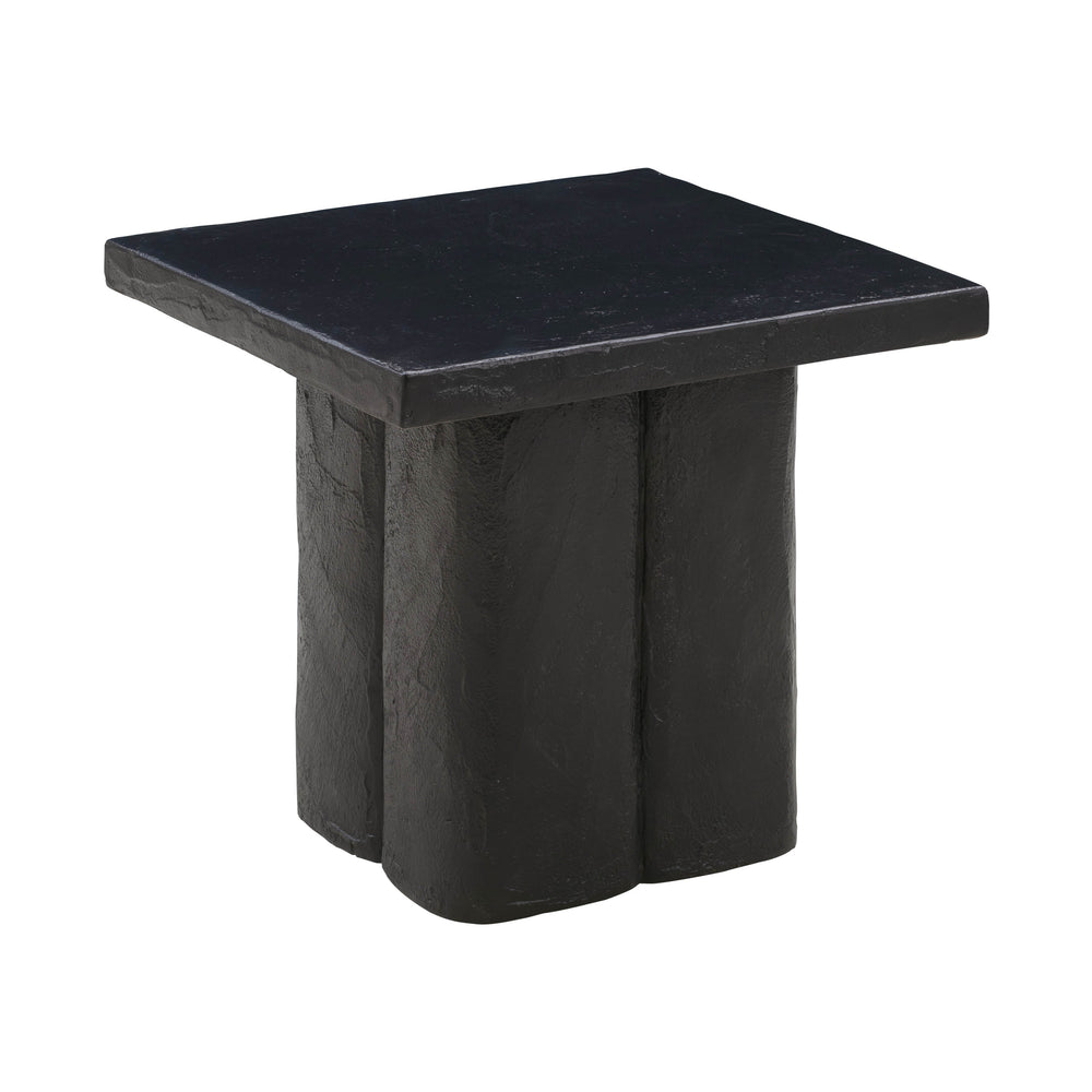 Kayla Faux Plaster Indoor / Outdoor Square Side Table - Black