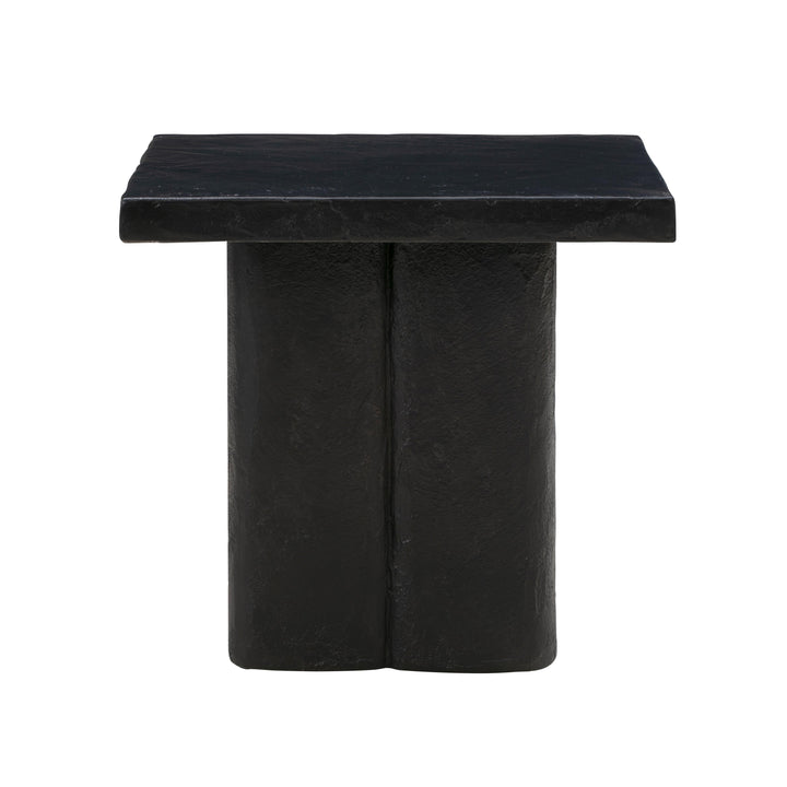 Kayla Faux Plaster Indoor / Outdoor Square Side Table - Black