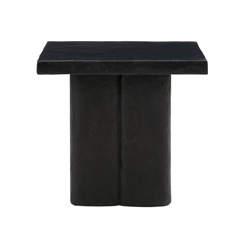 Kayla Faux Plaster Indoor / Outdoor Square Side Table - Black
