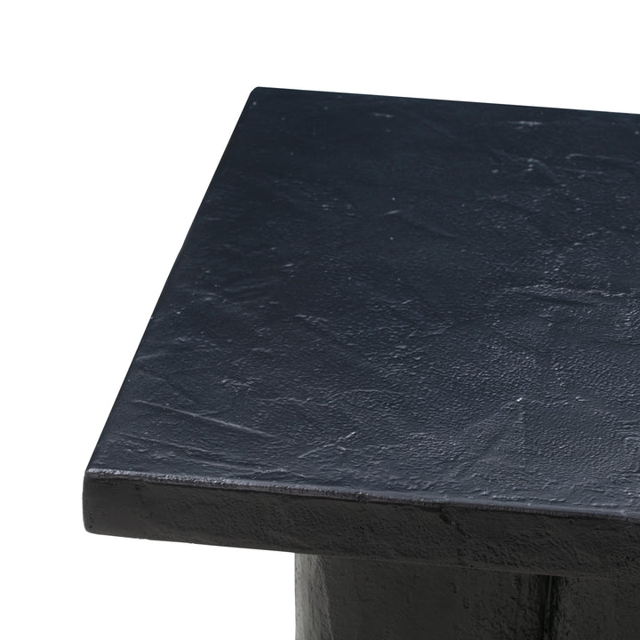 Kayla Faux Plaster Indoor / Outdoor Square Side Table - Black