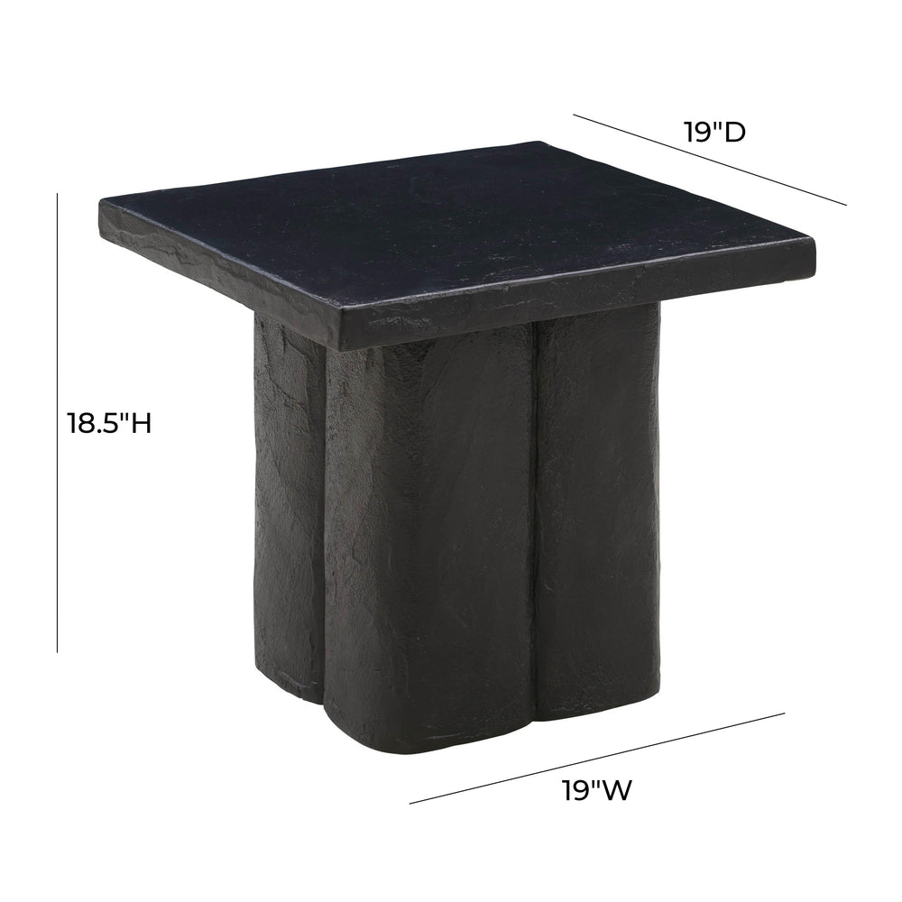 Kayla Faux Plaster Indoor / Outdoor Square Side Table - Black