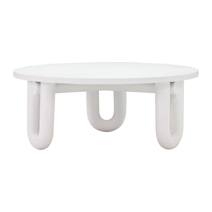Tildy 39" White Concrete Indoor/Outdoor Round Coffee Table