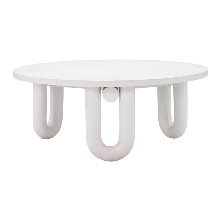 Tildy 39" White Concrete Indoor/Outdoor Round Coffee Table