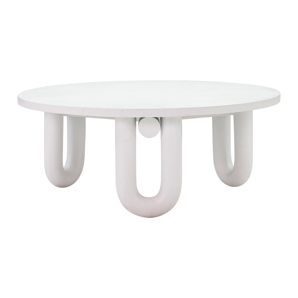 Tildy 39" White Concrete Indoor/Outdoor Round Coffee Table