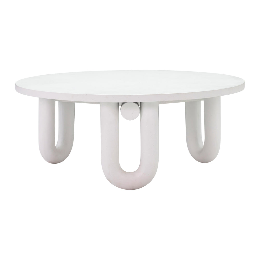 Tildy 39" White Concrete Indoor/Outdoor Round Coffee Table