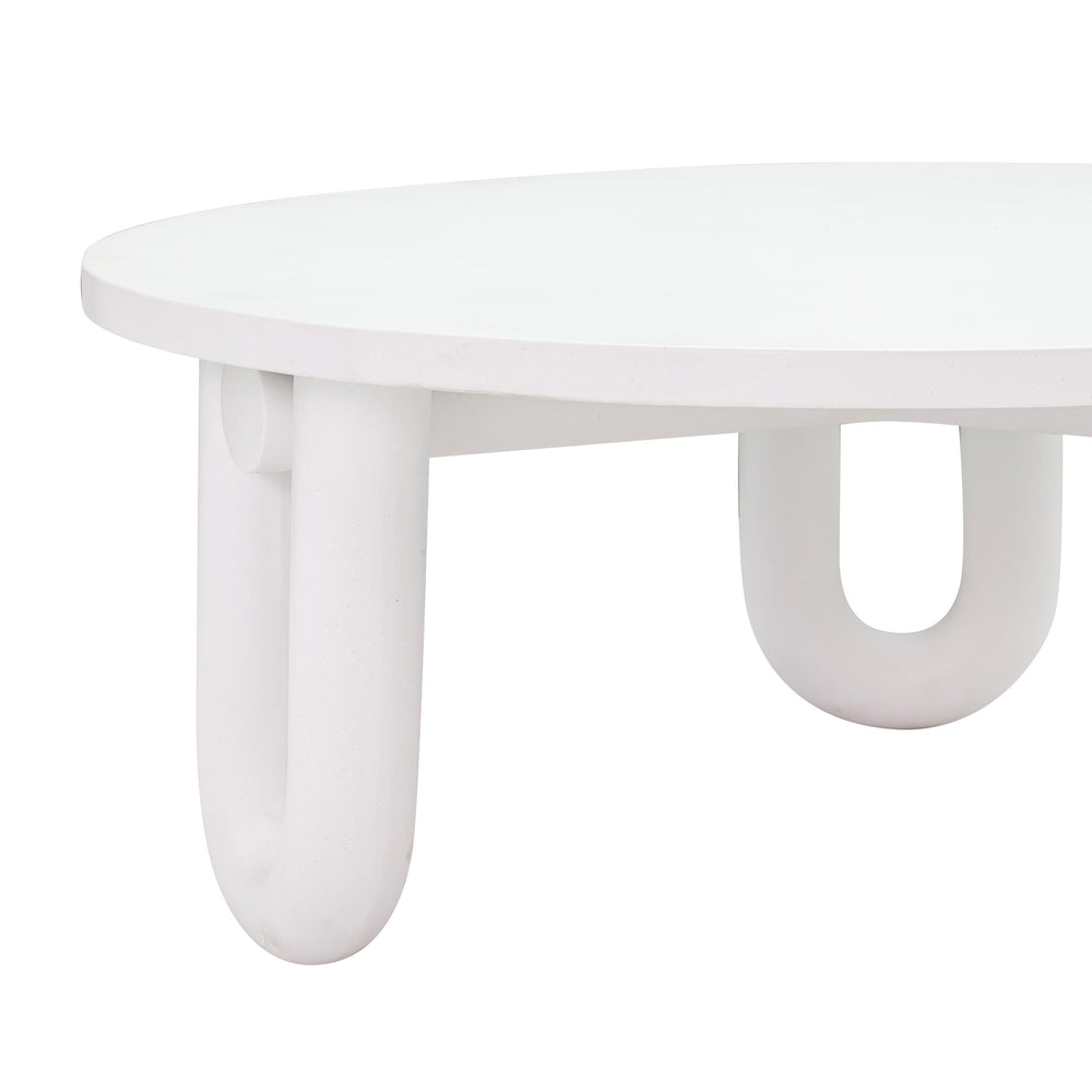 Tildy 39" White Concrete Indoor/Outdoor Round Coffee Table