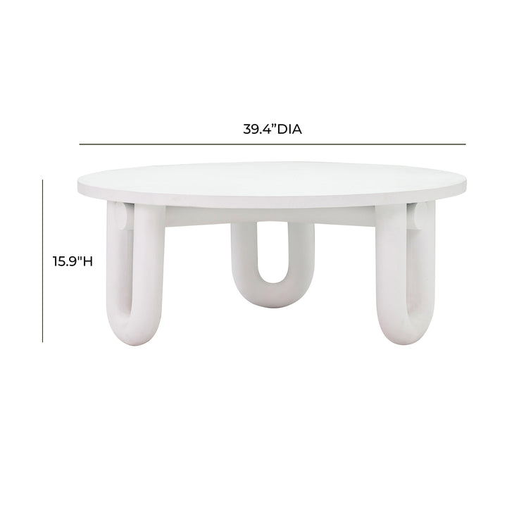 Tildy 39" White Concrete Indoor/Outdoor Round Coffee Table