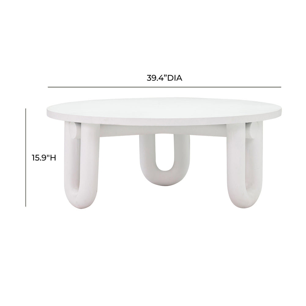 Tildy 39" White Concrete Indoor/Outdoor Round Coffee Table