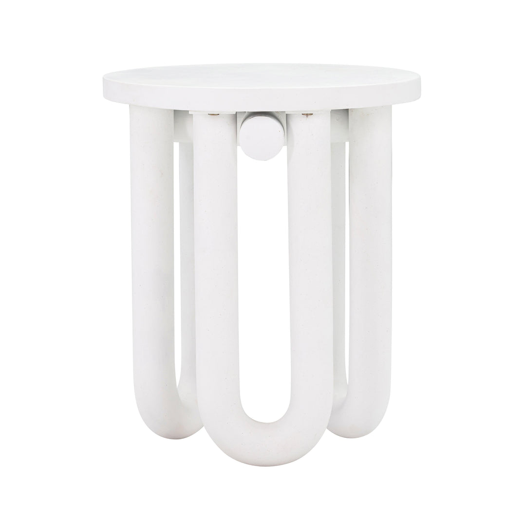 TOV Furniture Tildy White Concrete Indoor / Outdoor Round Side Table