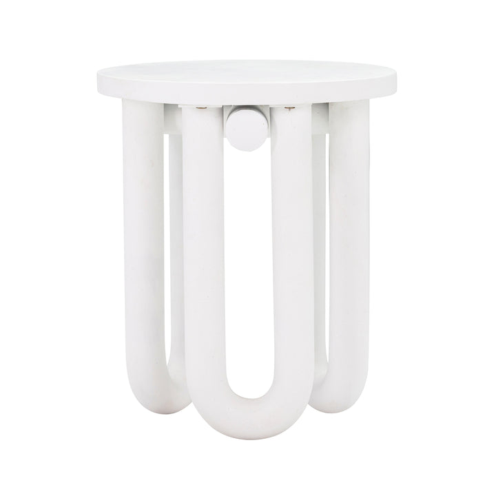TOV Furniture Tildy White Concrete Indoor / Outdoor Round Side Table