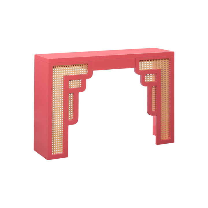 Suzie 45" Pink Rattan Console Table