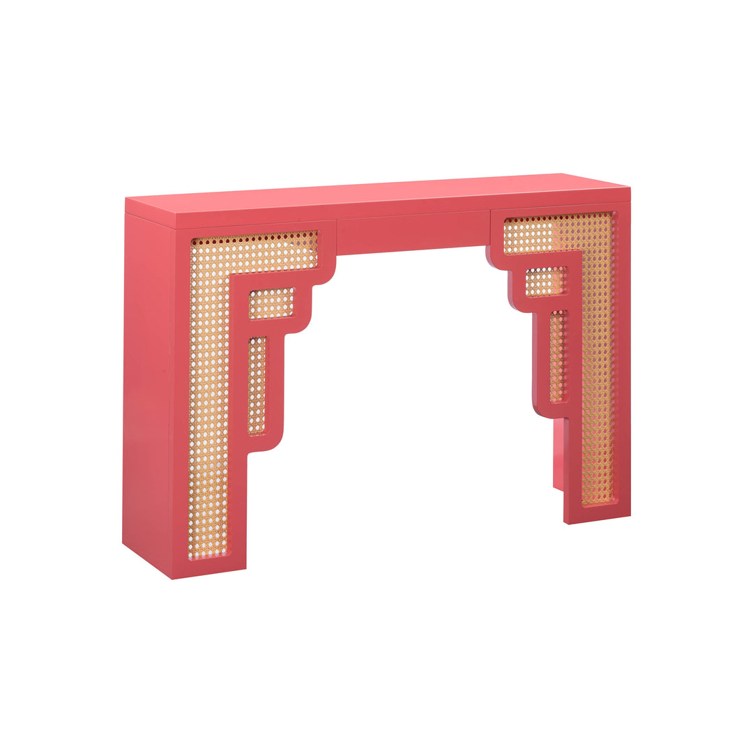 Suzie 45" Pink Rattan Console Table