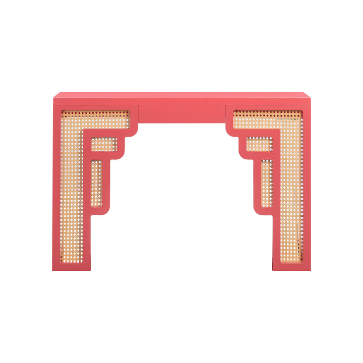 Suzie 45" Pink Rattan Console Table