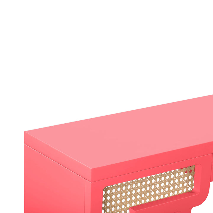 Suzie 45" Pink Rattan Console Table