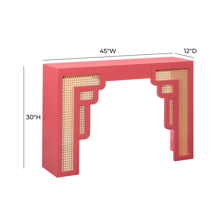 Suzie 45" Pink Rattan Console Table