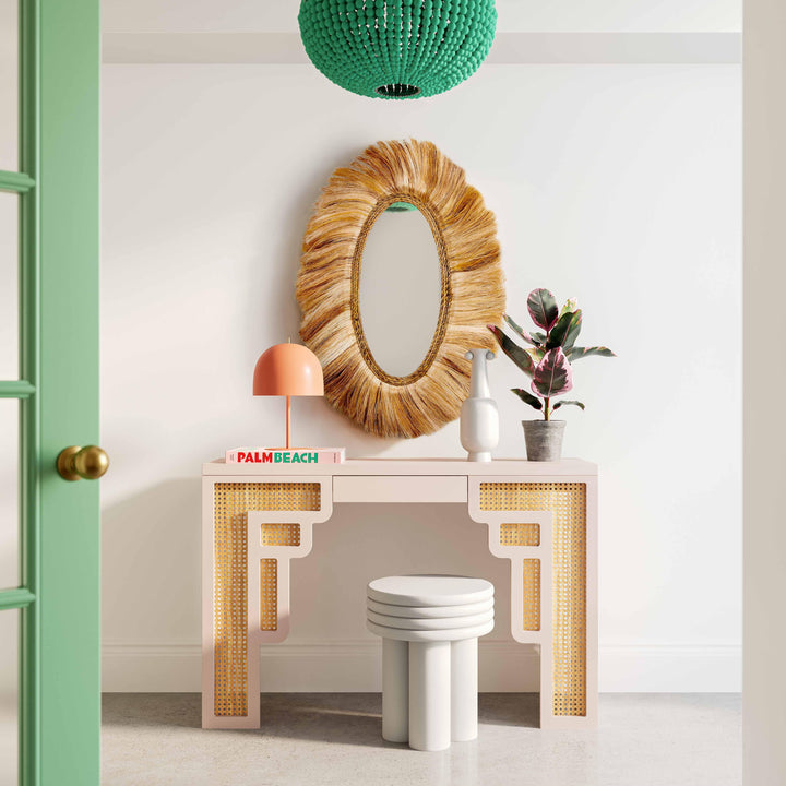 Suzie 45" Cream Rattan Console Table