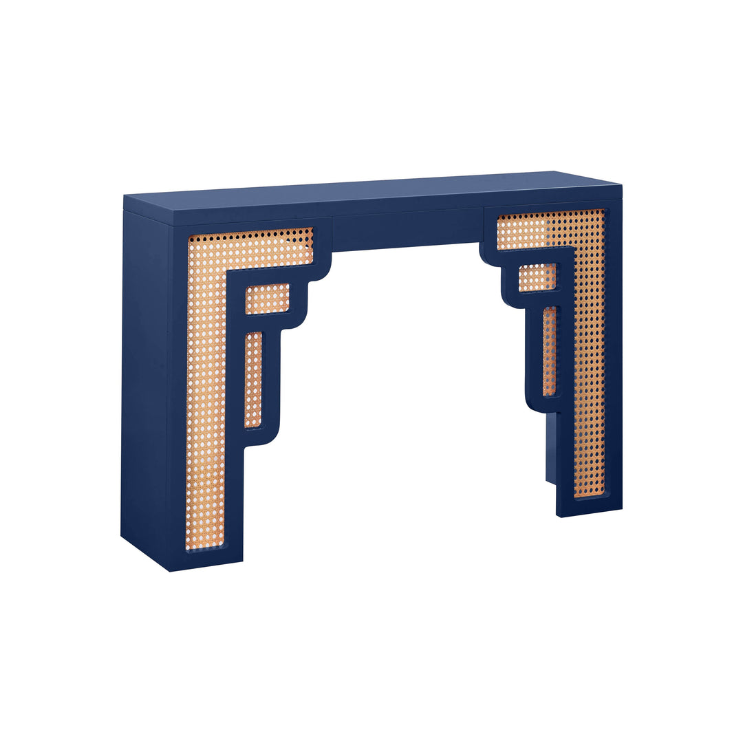 Suzie 45" Navy Rattan Console Table