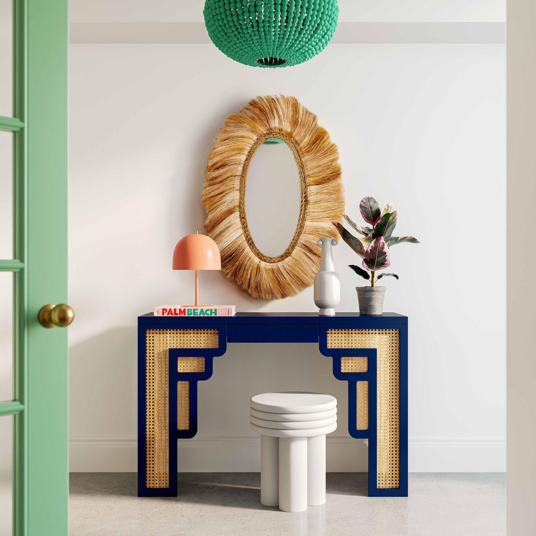 Suzie 45" Navy Rattan Console Table