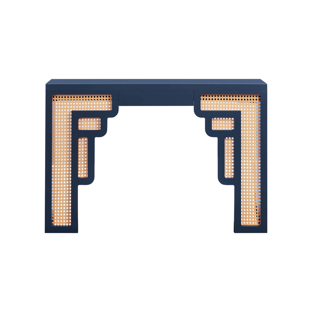 Suzie 45" Navy Rattan Console Table