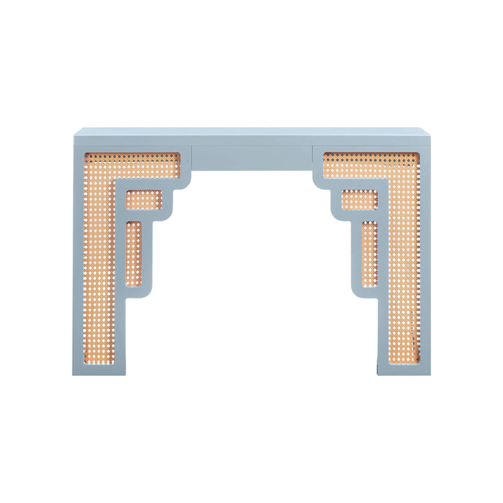 Suzie 45" Blue Rattan Console Table